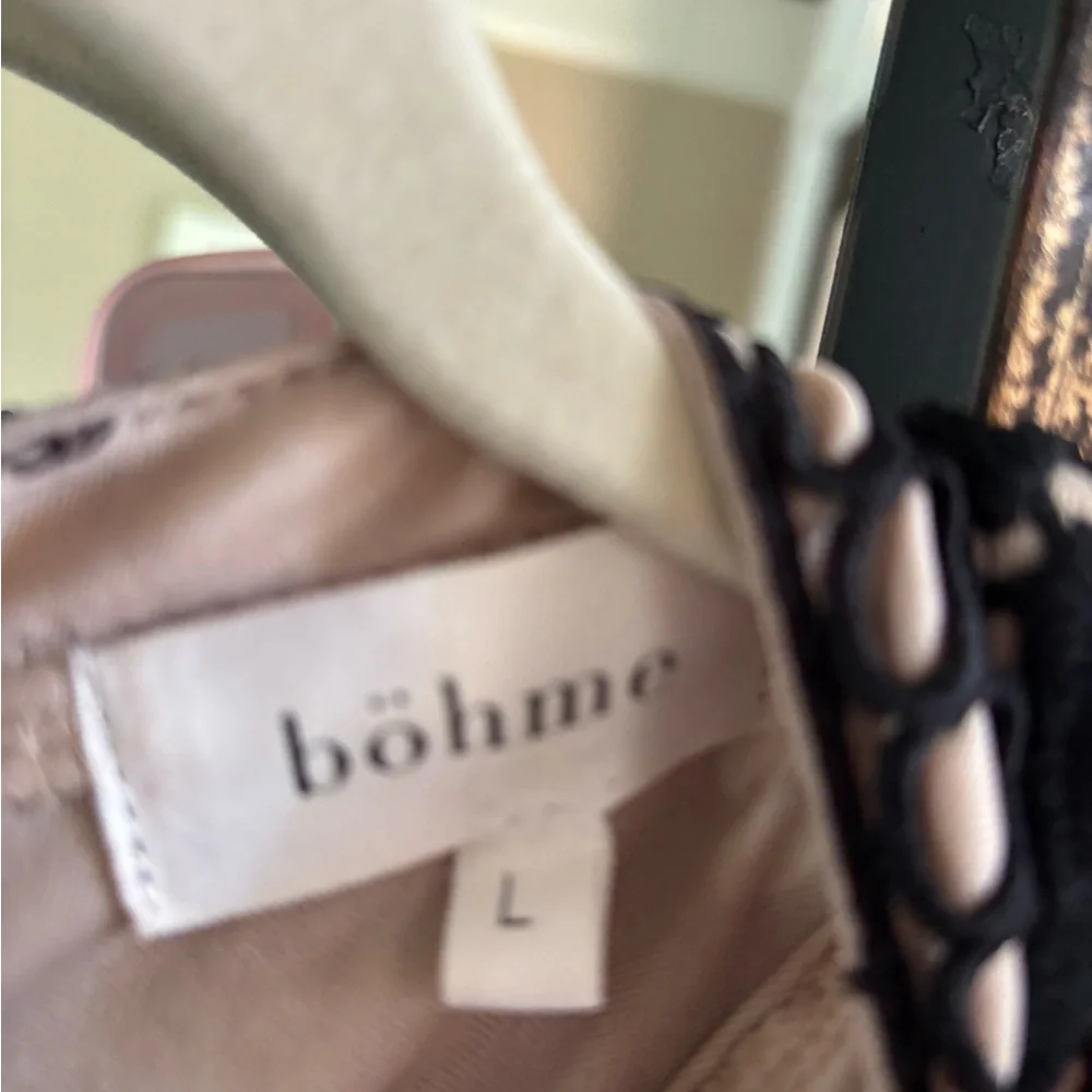 Bohme Black Tan Long Sleeve Mock Neck Cocktail Gown - Picture 6 of 11